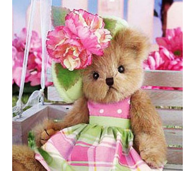 Мишка Bearington со шляпкой-розой в платьице