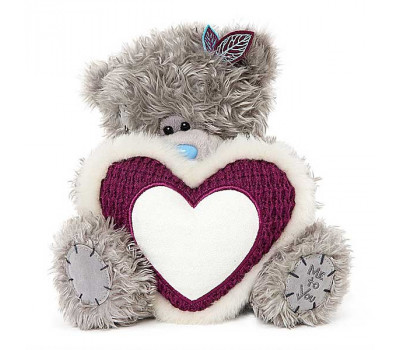 Ведмедик Тедді MTY  з біло-малиновим серцем