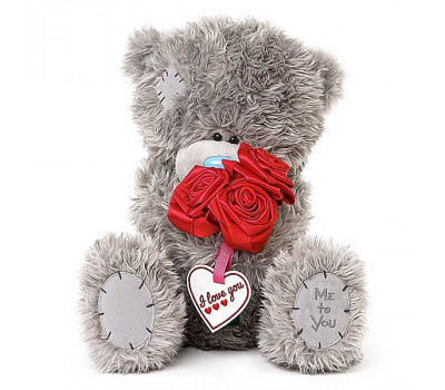 Мишка Тедди MTY  с букетом красных роз