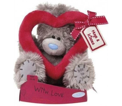 Мишка Тедди MTY с сердцем и надписью Hugs and kisses